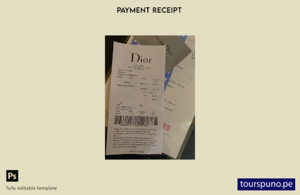 lista para imprimir la plantilla de recibo de pago de la empresa Dior